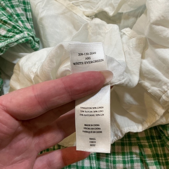 Rails Ari Plaid Flounce Hem Gingham Mini Dress in White Evergreen Green Women’s - Picture 6 of 7